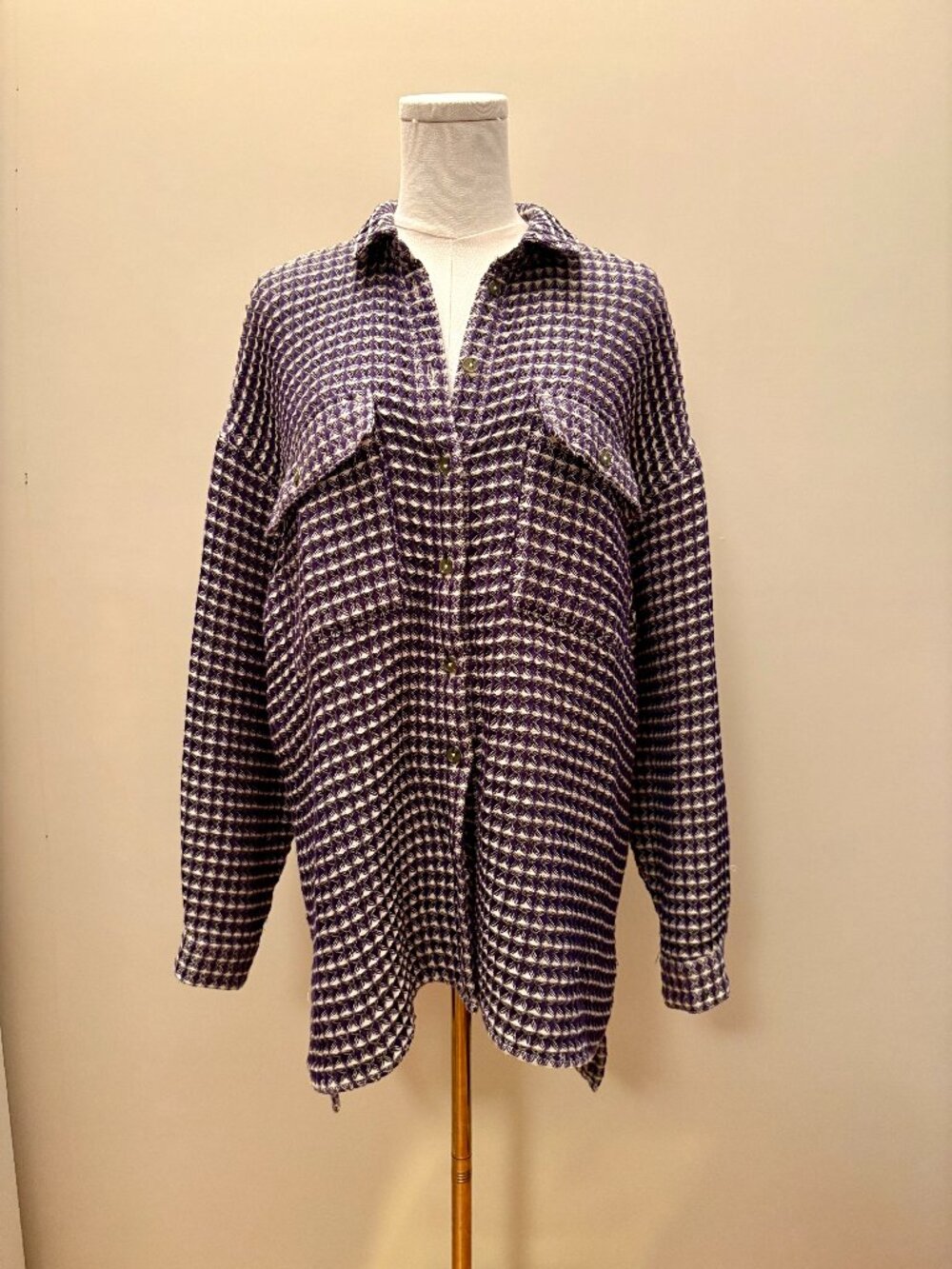 Urban Outfitters BDG Purple and Cream Patterned Shirt Jacket